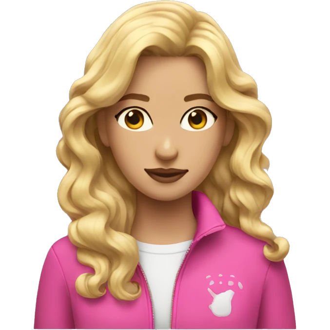wavy blonde hair with pink zip up girl emoji
