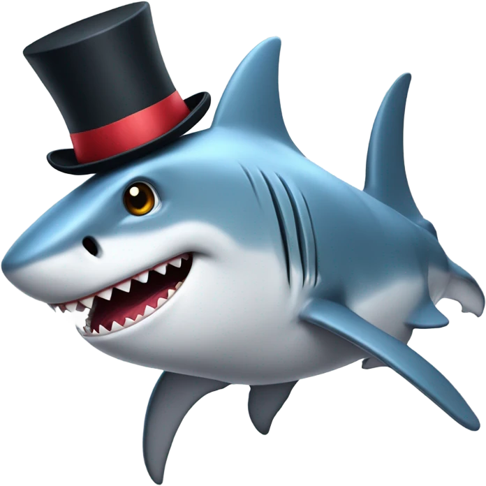 Shark with a top hat emoji