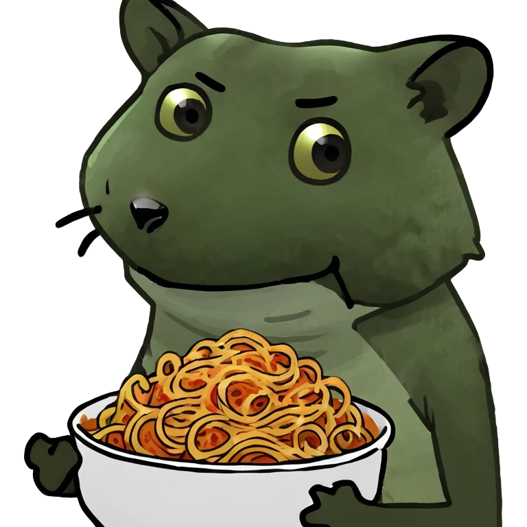 raccoon with spaghetti hair emoji