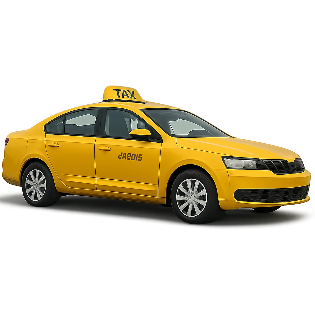 yellow taxi, parked in line emoji