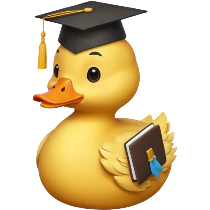 yellow duck with a student graduation hat emoji