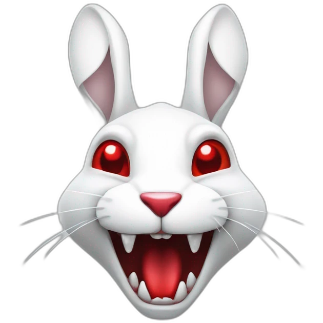 evil white rabbit with sharp fangs with red around mouth emoji