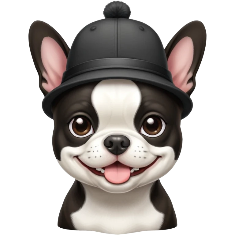 Boston terrier with a hat emoji