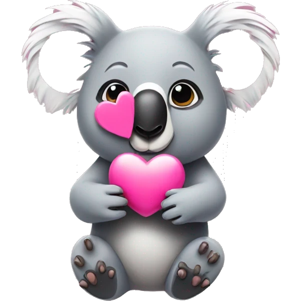 koala holding a pink heart emoji