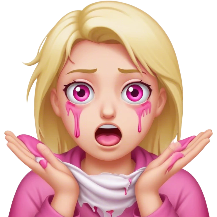Throwing up emoji but with the rolling eyes and pink throw up emoji