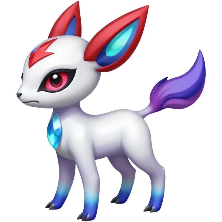 Shiny White and Purple and Red and Blue Meloetta-Absol-Zangoose-Pokémon-Fakémon-fusion-hybrid-creature emoji