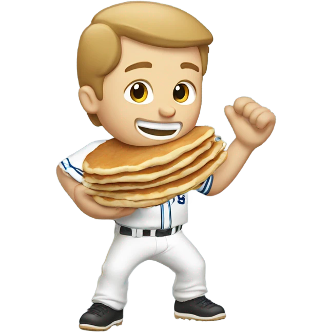White man, playing baseball eating pancakes emoji
