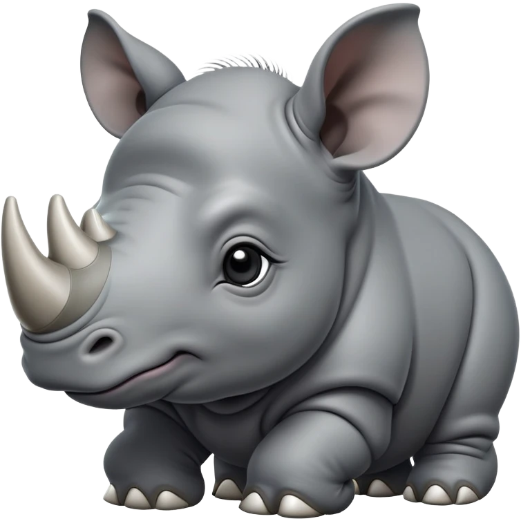 cinematic-noble-baby rhinoceros-portrait-emoji,slate grey hide -poised-and-regal,-with-a-massive,-powerful-build-and-a-thick,-deep-set-soulful-piercing-eyes,-simplified-yet-sharp-and-sophisticated-features,-highly-detailed, large black eyes emoji