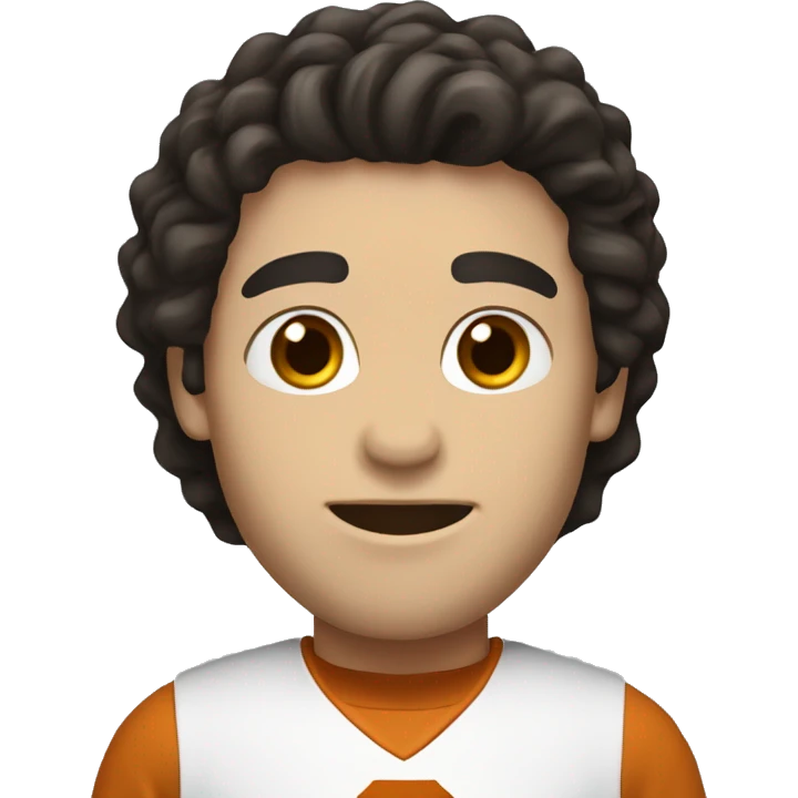 Man with dark hair, pale skin, University of Texas Longhorns clothing emoji