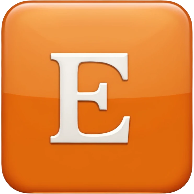 make me an emoji of a orange square with a white E in the center large E must have times new roman font emoji