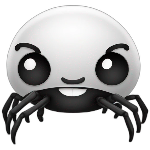 black and white spider chubby mascot emoji