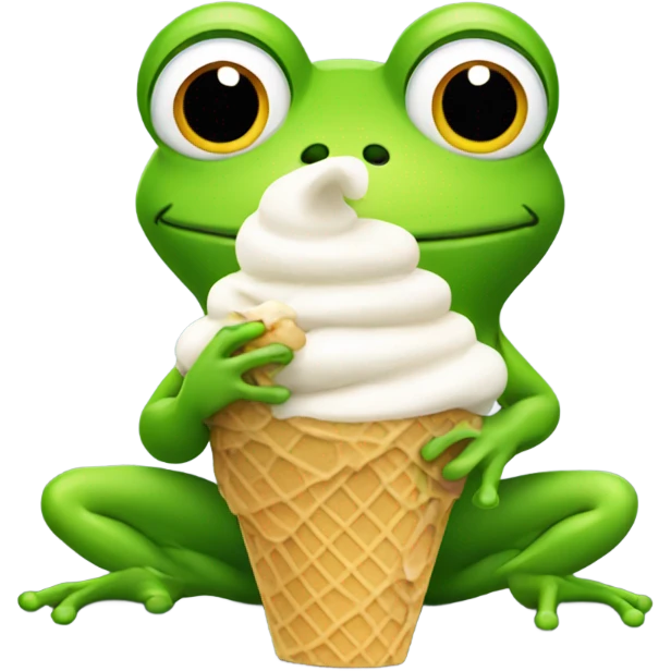 Frog eating ice cream emoji