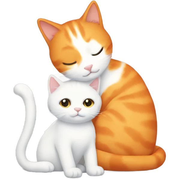 orange cat cuddling with a white cat emoji