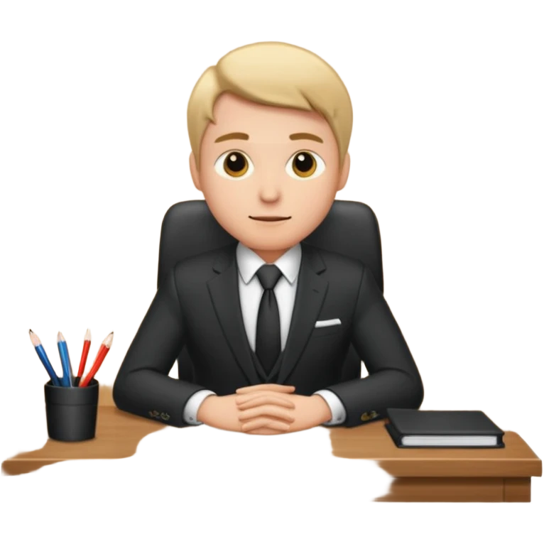 Business man sitting at a desk emoji