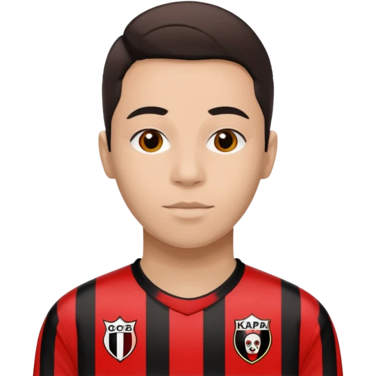 Supporter de L’ogc Nice. Maillot de foot rouge et noir (bandes) logo Kappa. Et logo de L’ogc Nice original. emoji
