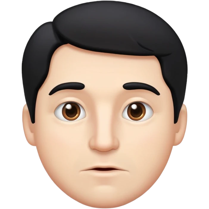 Un hombre blanco de cabello negro con un lunar cerca de la boca emoji