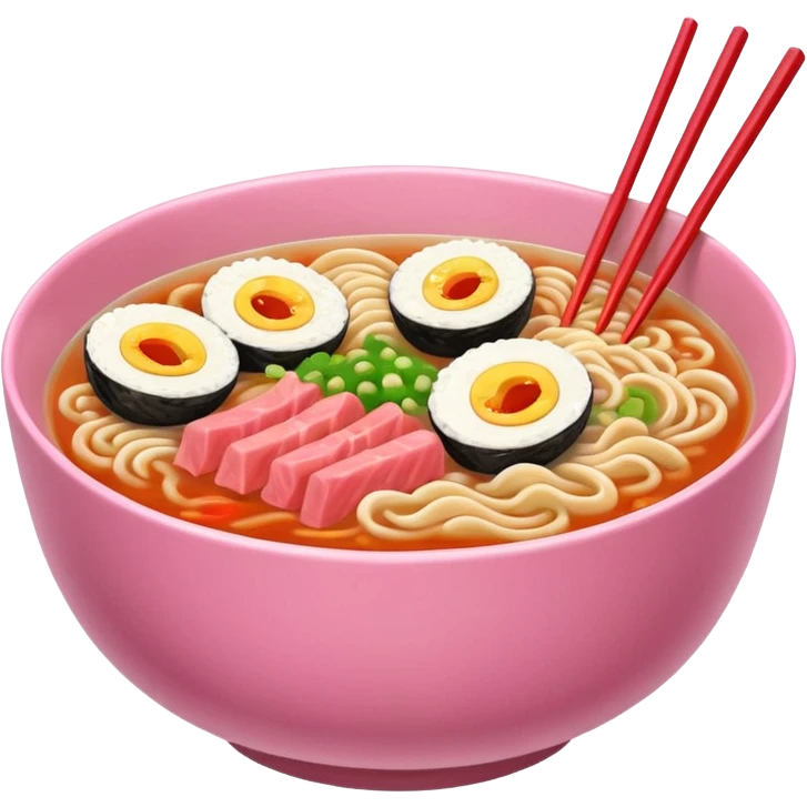 Ramen in a pink bowl emoji