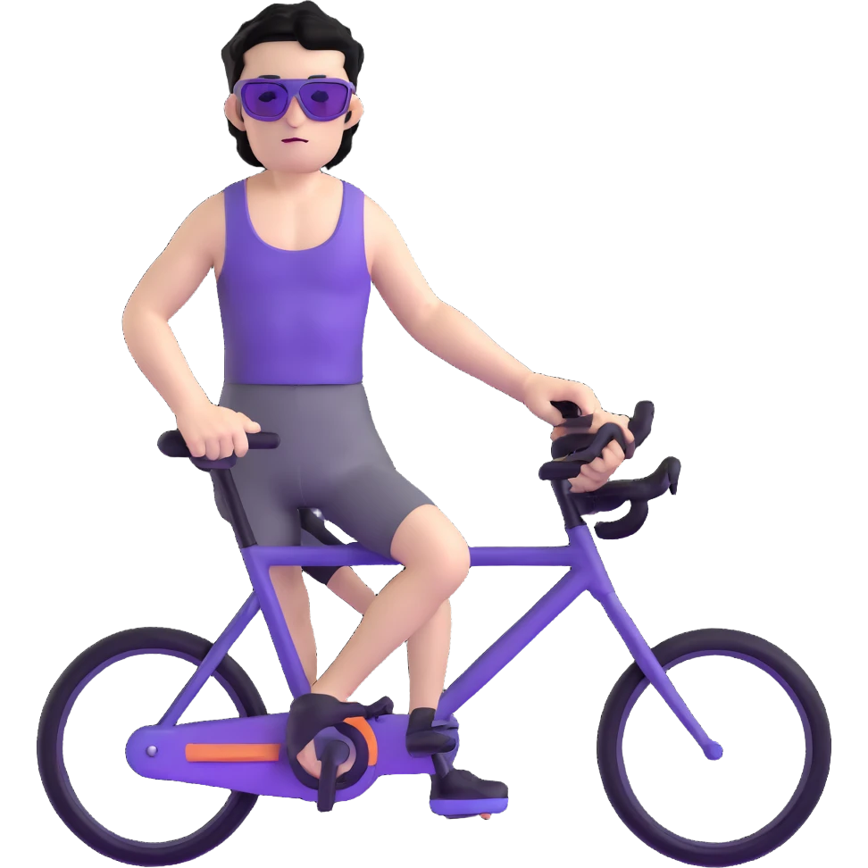 shirtless male athlete with white skin and moderately curly black hair on top with shaved sides, wearing purple bike sunglasses with black tinted lenses emoji