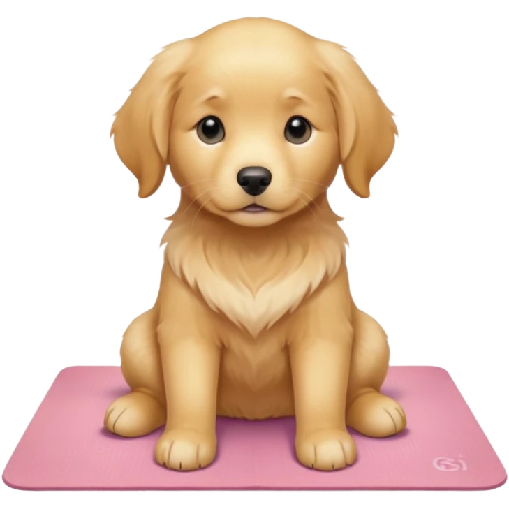 Sassy Golden retriever puppy on light pink yoga mat emoji