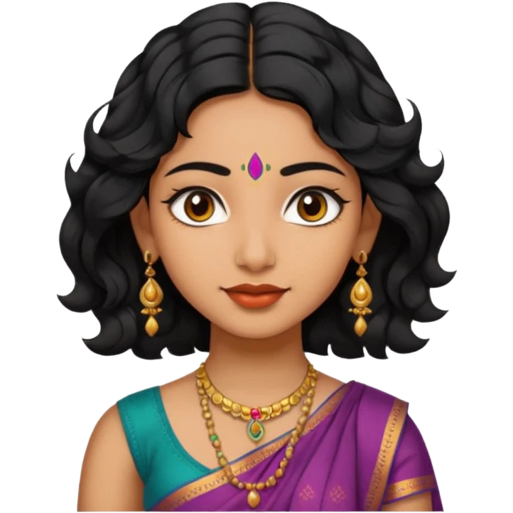 Indian fat girl south Indian wavy short black hair tan darker skin emoji