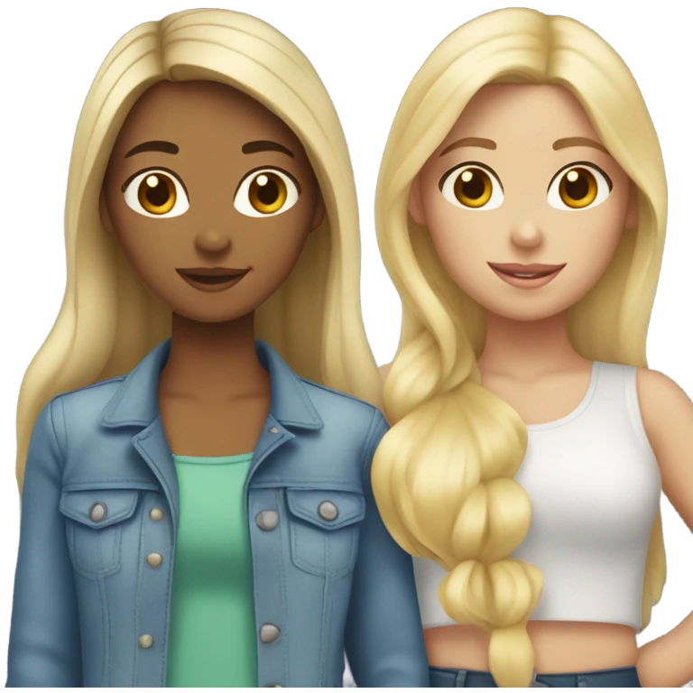 4 girls: blonde and 3 brunette emoji