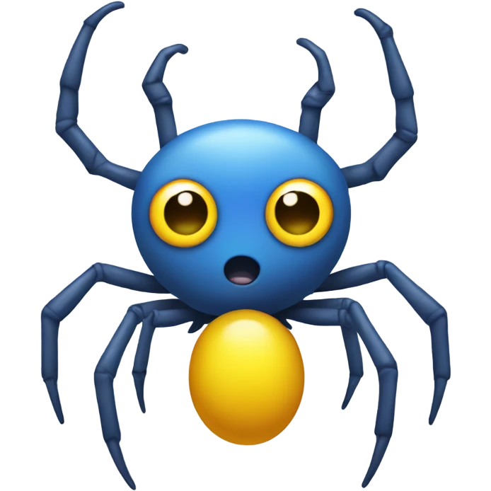 Blue spider with four yellow eyes and yellow star antlers emoji