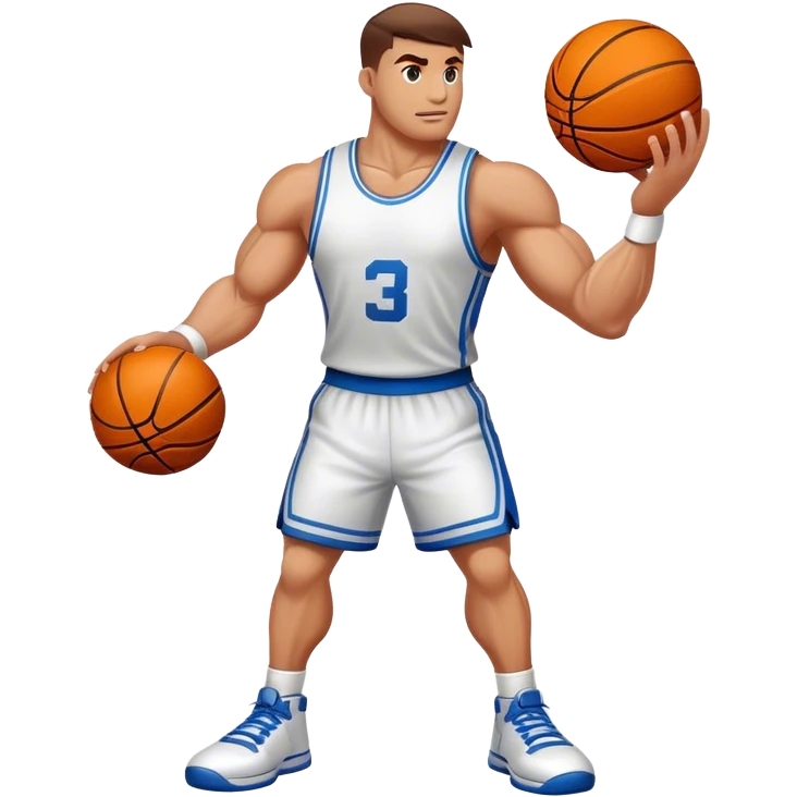 Muscular cartoon basketball emoji