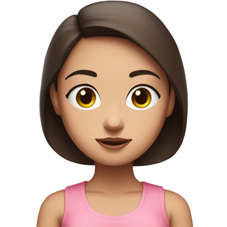 girl with pale skin and dark brown hair in zen meditation position wearing a pink tank top emoji