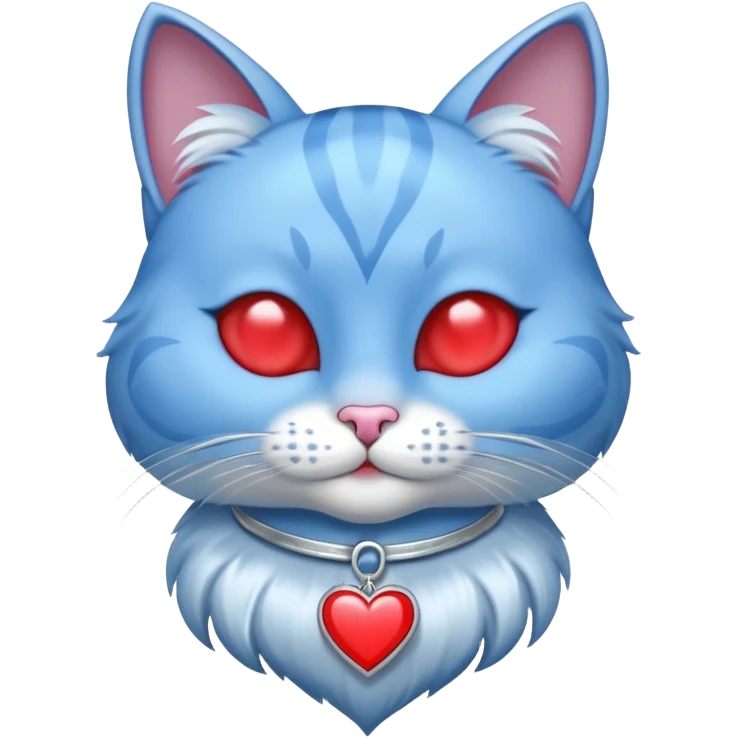 Blue cat with the silver medallion on the neck. The medallion should be with the heart.  emoji