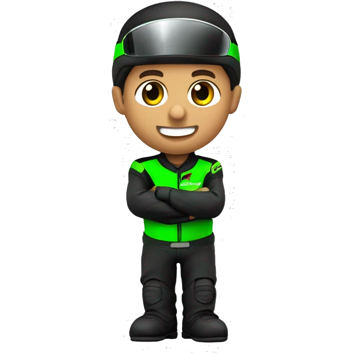  Piloto fazendo cumprimento na estrada de sua Kawasaki Zx10R preta 2018 emoji
