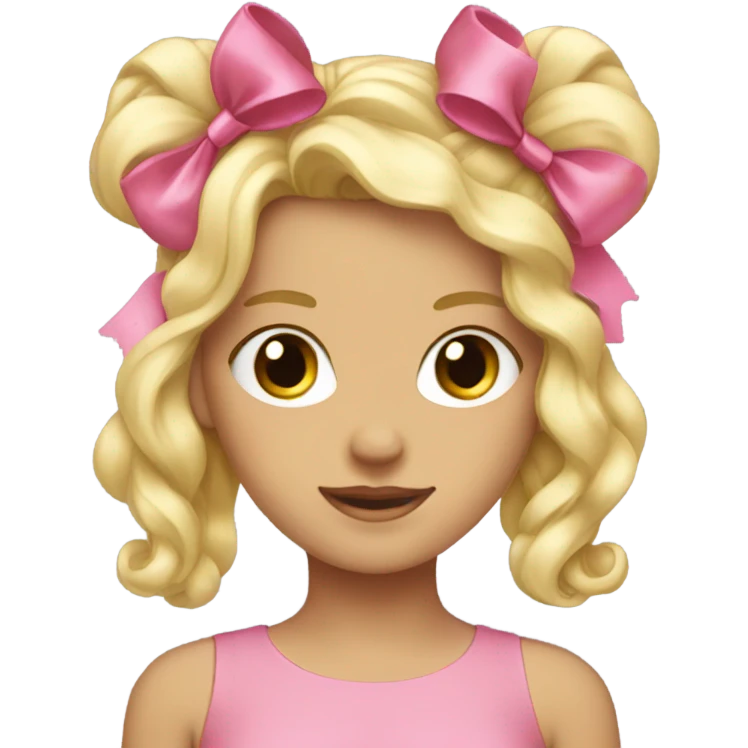 blonde girl with pink bows in her hair  emoji