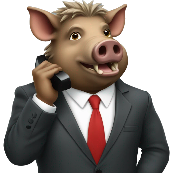 boar in a business suit talking on the phone
 emoji