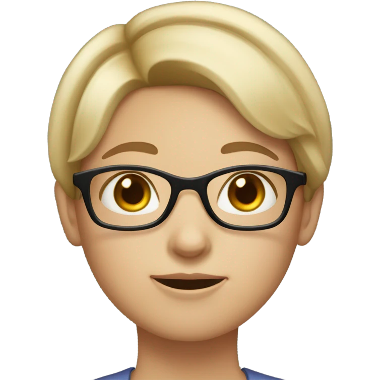 A girl with fair skin, short hair, and glasses, who looks intelligent. emoji