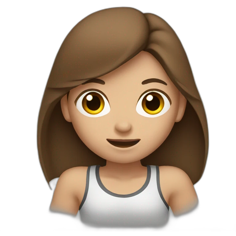 Girl with long brown hair boxing emoji