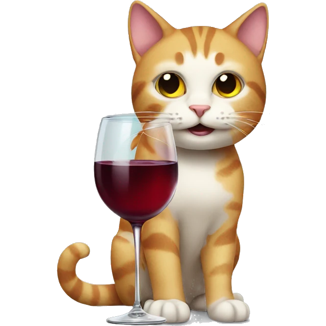 Cat with a glass of wine  emoji
