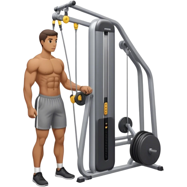 side-view man standing cable-machine tricep-pushdown emoji