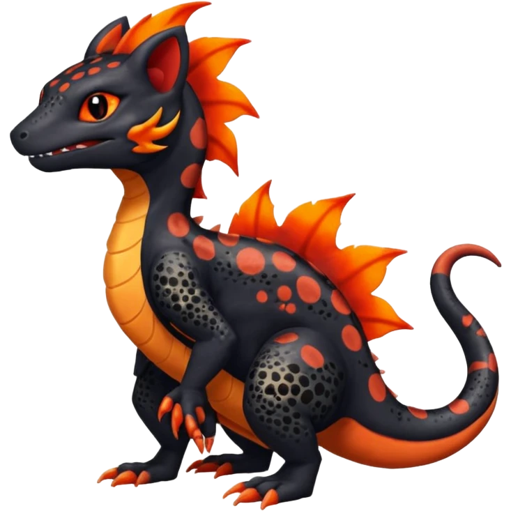 Magmatic furry spotted Salandit-Noibat-Litten-Hybrid (Full body) emoji