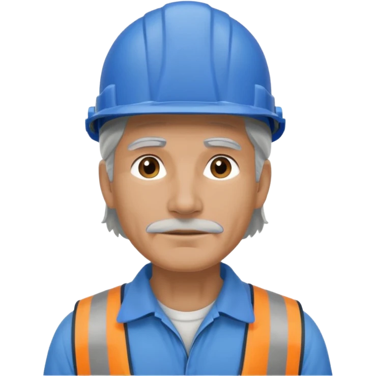 blue helmet old, long hair construction worker with earrings man emoji