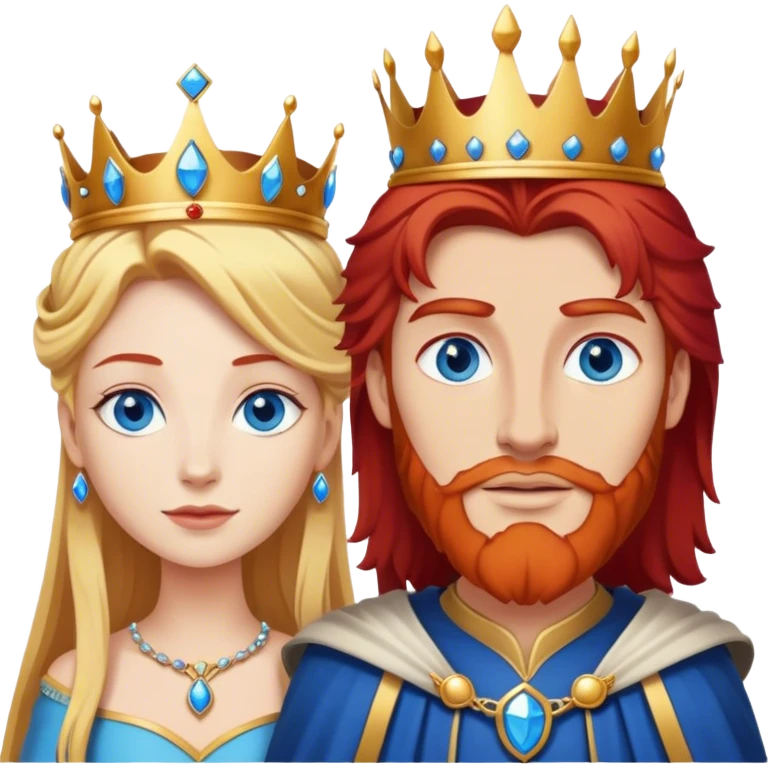 Red hair king, blonde queen, blue eyes emoji