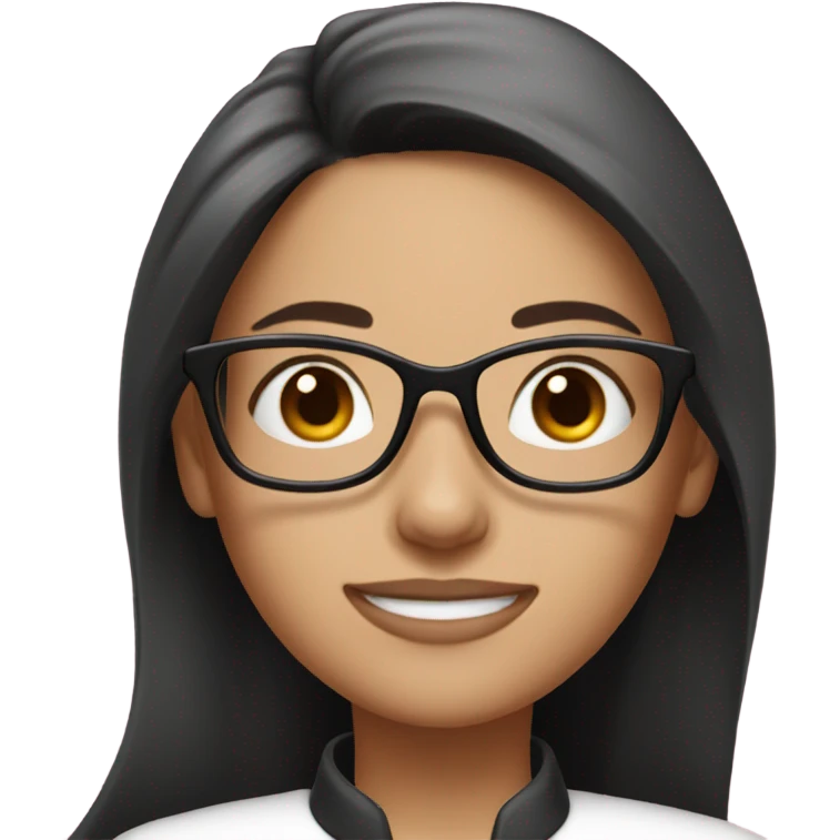 long brunette hair girl with black glasses and a pink chef outfit emoji