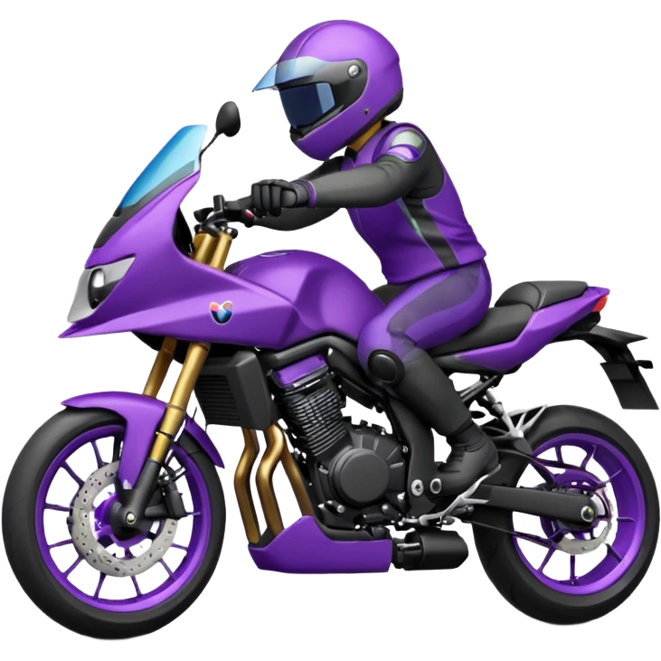 Créer un emoji copiable sur mon système iOS avec une moto mt07 noir mate / violet plus foncé que tu as et iridescent. le style de la mt07 doit être en sport. emoji