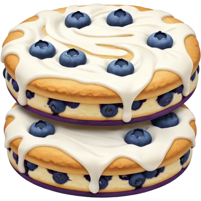 2 blueberry biscuits side-by-side with white icing swirls on top emoji