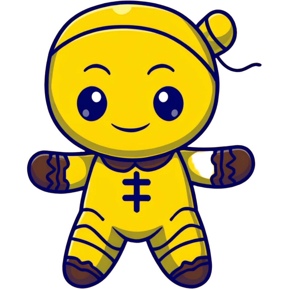black and yellow voodoo doll emoji