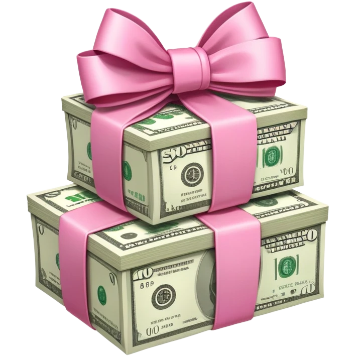 money stack wrapped with pink bow emoji