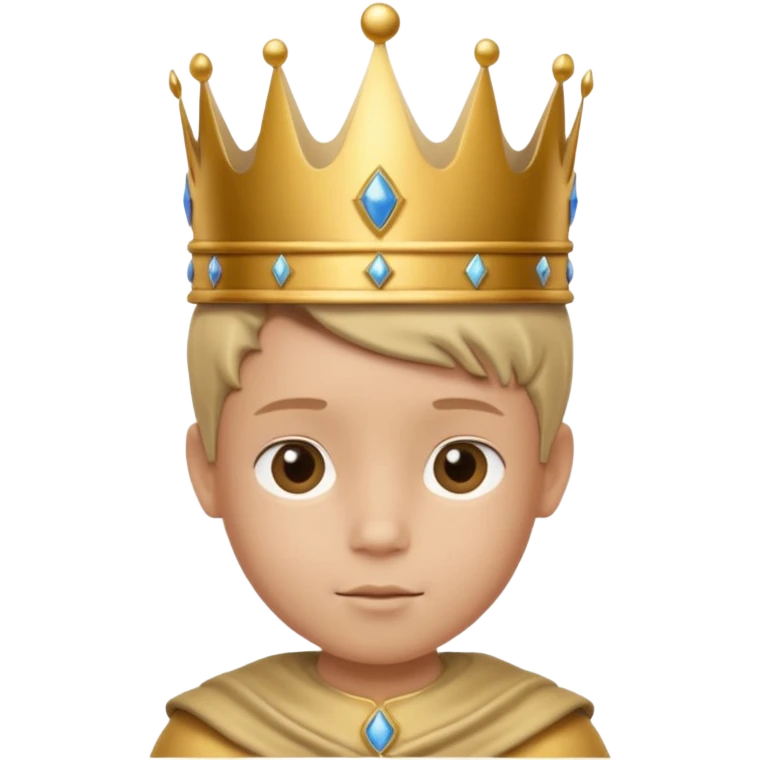 Royal Kid boy with crown head 3d only face half rotate emoji