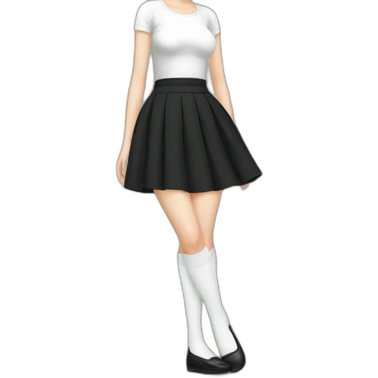 white-knickers-long-white-socks-black-skirt вид снизу emoji