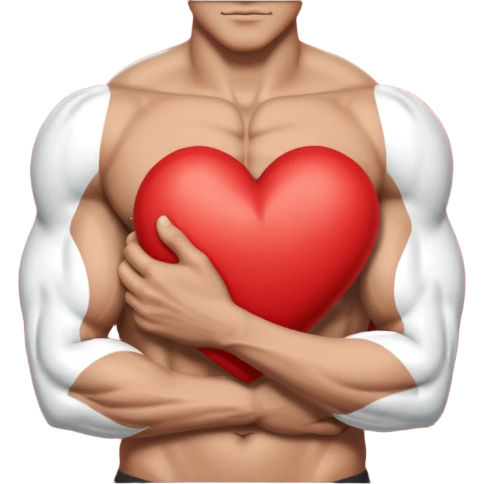 Un brazo abrazando un corazón emoji