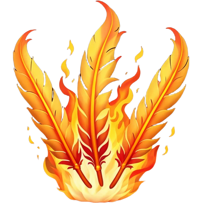 3 Phoenix feathers that are the same size on fire emoji