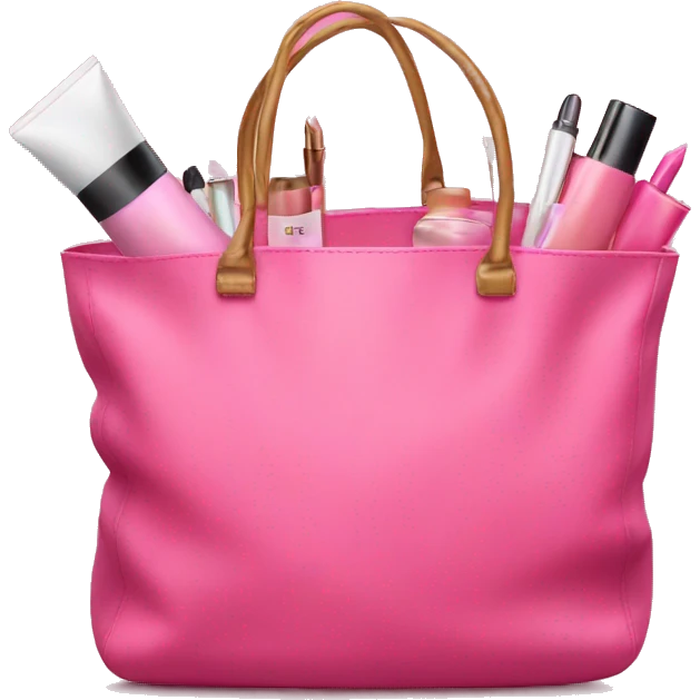 large pink bag filled with cosmetics emoji
