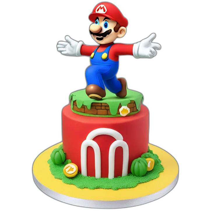 Mario themed birthday cake emoji